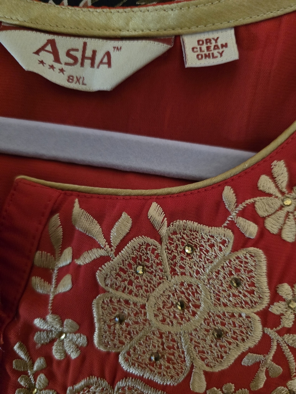 Asha Embroidered Red Women's Tunic Top - Picture 5 of 5